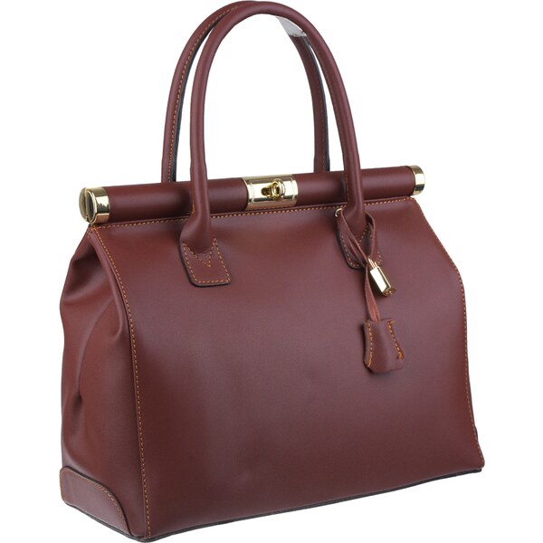 Hnedá kožená talianska kabelka Laureta Marrone Chiaro Lisciare 31132438