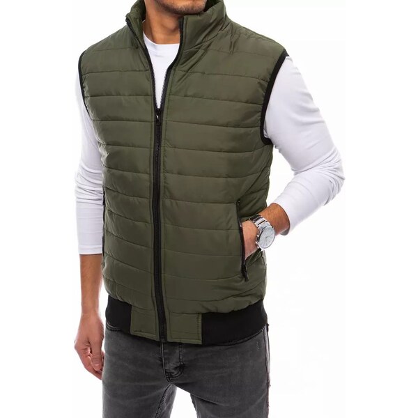 Dstreet Zelená štýlová vesta bez kapucne 31125548