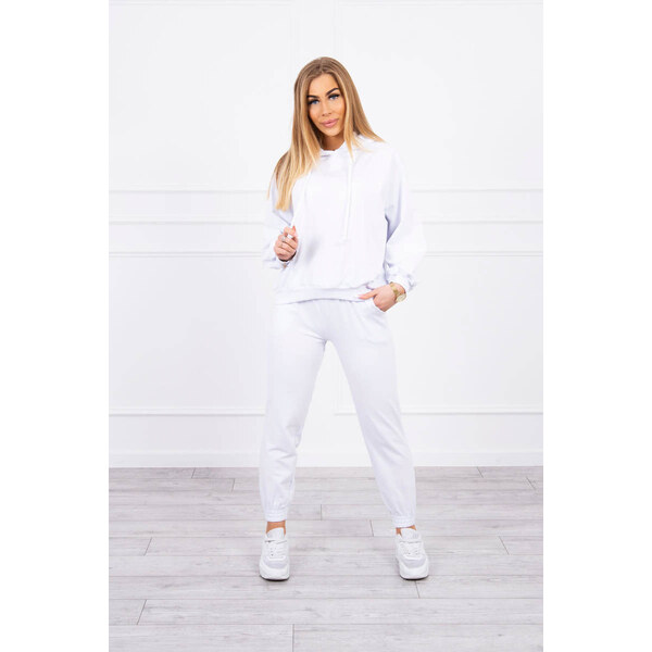 MladaModa Športová tepláková súprava s kapucňou model 9337 biela 31177980
