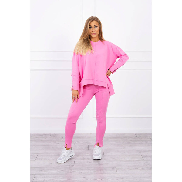 MladaModa Súprava oversize blúzky a legín model 9328 jasná ružová 31177984