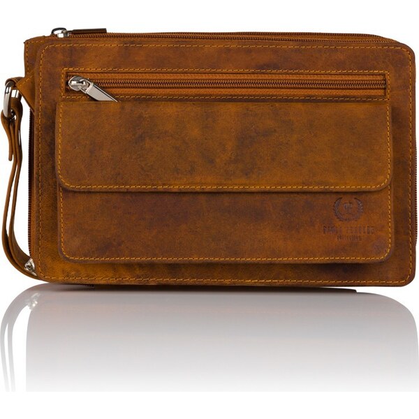 PAOLO PERUZZI Pánske kožené príručné vrecko | hnedá T-26-HBR 31205931