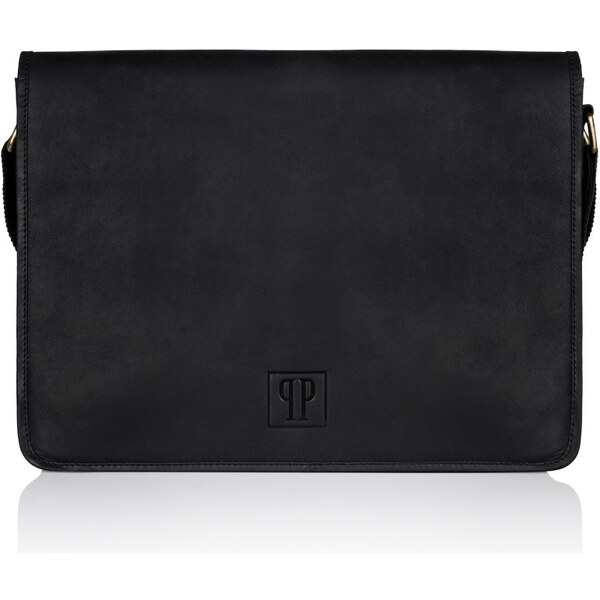 PAOLO PERUZZI Pánska kožená taška cez rameno | čierna T-06-BL 31205940