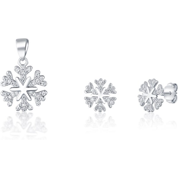 Ligot Strieborný set náušnice a prívesok snehové vločky 46720409