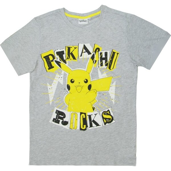 BASIC Sivé pánske tričko Pokemon Pikachu 31209239