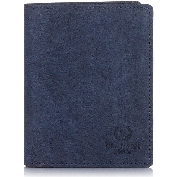 PAOLO PERUZZI Pánska kožená peňaženka s RFID | tmavomodrá IN-01-DB 31230057