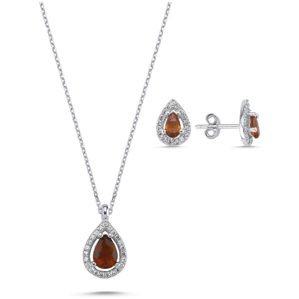 Olivie Strieborná súprava KVAPKA GARNET 5829 31521121