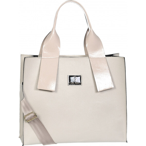Elegantná väčšia perlovo béžová dámska kabelka do ruky S684 GROSSO 40805897