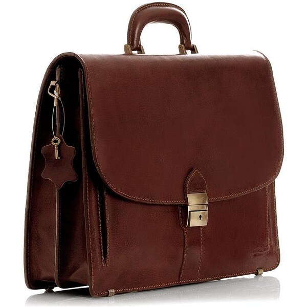 Mazzini Business MARCO MAZZINI Pánska kožená aktovka LUCA | hnedá 28b 31246208