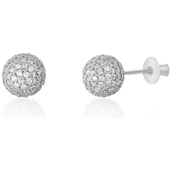 Ligot Strieborné náušnice guľôčky so zirkónmi 46720313