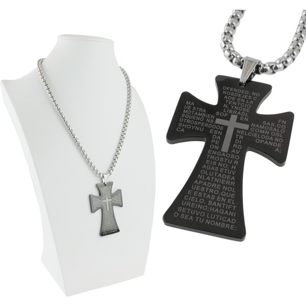 CITY STORM Oceľová retiazka s veľkým krížom s modlitbou Juan 66889003