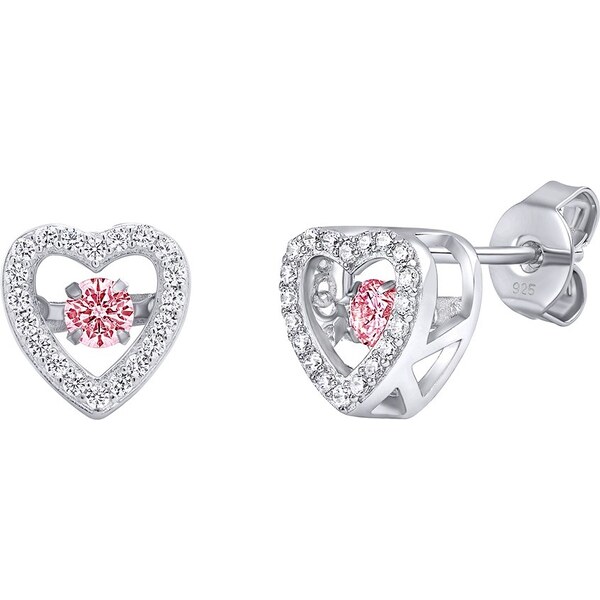 Silvego Strieborné náušnice Azalea s ružovým tancujúcim Brilliance 66590755