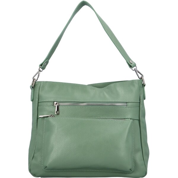 Delami Vera Pelle Dámska kožená kabelka cez plece svetlozelená - 62213222