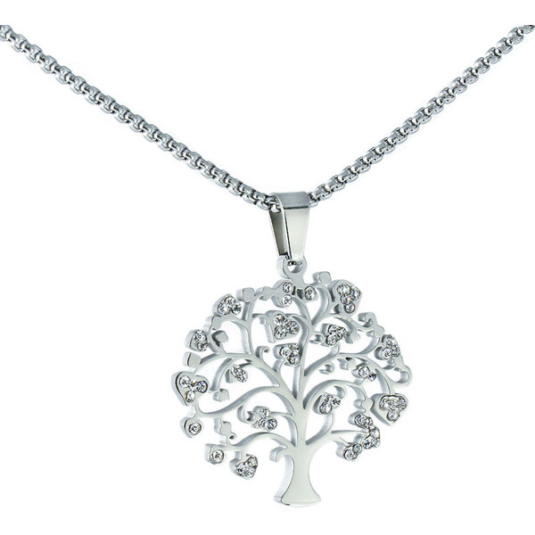 BM Jewellery Náhrdelník strom života so zirkónmi z chirurgickej ocele 31318826