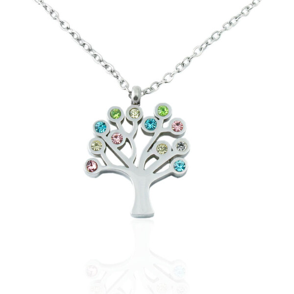 BM Jewellery Náhrdelník strom života so zirkónmi z chirurgickej ocele 31318898