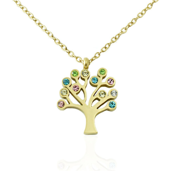 BM Jewellery Náhrdelník strom života so zirkónmi z chirurgickej ocele 31318899