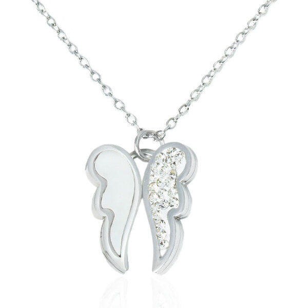 BM Jewellery Náhrdelník krídla so zirkónmi z chirurgickej ocele 31318900