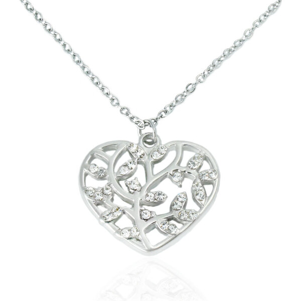 BM Jewellery Náhrdelník srdca so stromom života z chirurgickej ocele 31318907