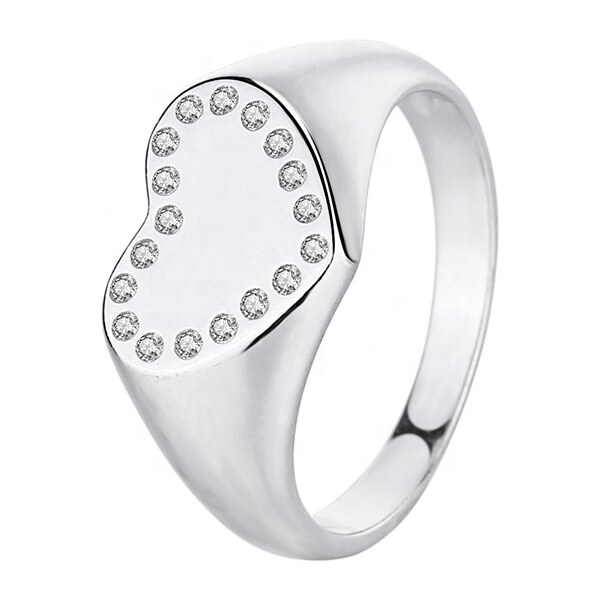 Royal Fashion strieborný rhodiovaný prsteň Trblietavé srdce 41335521