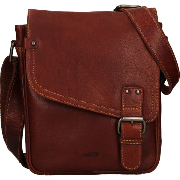 Lagen Pánska kožená taška cez rameno BLC/221-1647 brandy 35335897