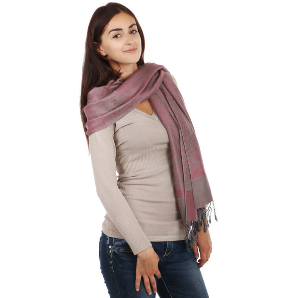 Glara Jednofarebný šál so strapcami 28959696