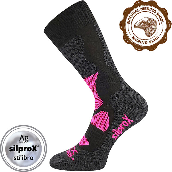 ETREX teplé ponožky so striebrom VOXX - PONOŽKY Čierna / Ružová 35-38 36370955