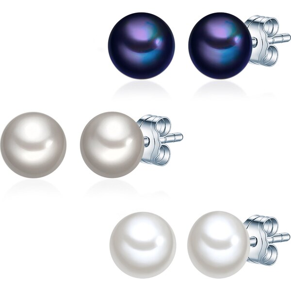 Valero Pearls Náušnice indigo / strieborná / perlovo biela 66738361