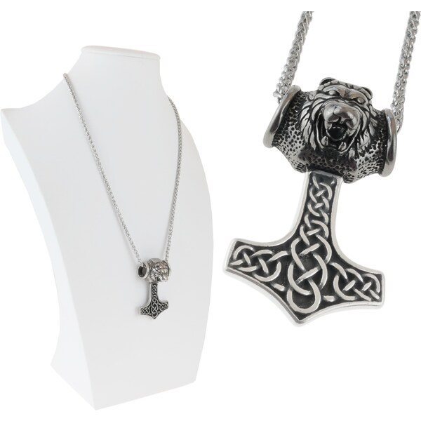 CITY STORM Oceľová retiazka s príveskom Thorovo kladivo s medveďom 66888995