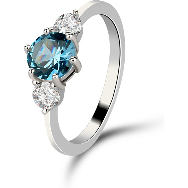 Royal Fashion strieborný rhodiovaný prsteň Modrý zafír 41356656