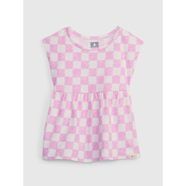 Ružový dievčenský top šachovnica organic GAP 50536180
