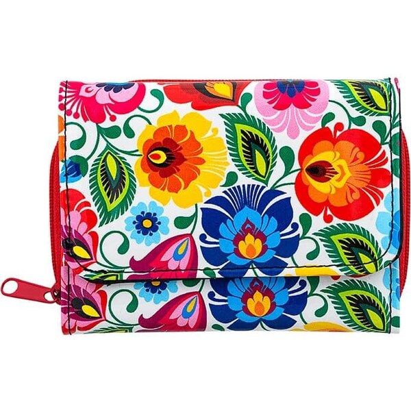 Folkstar Malá lakovaná peňaženka ľudový motív biela 58463097