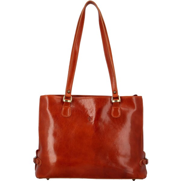 Dámska kožená kabelka na rameno koňaková - Delami Vera Pelle Amelisa 47972784