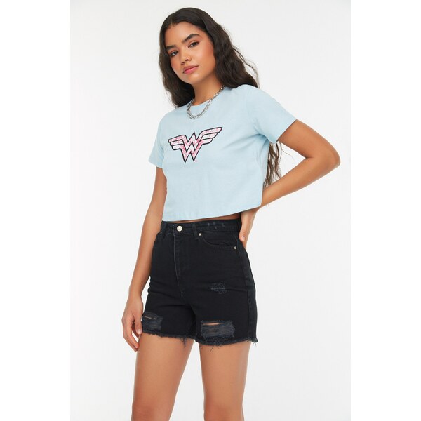 Dámske kraťasy Trendyol Black Denim 34580251