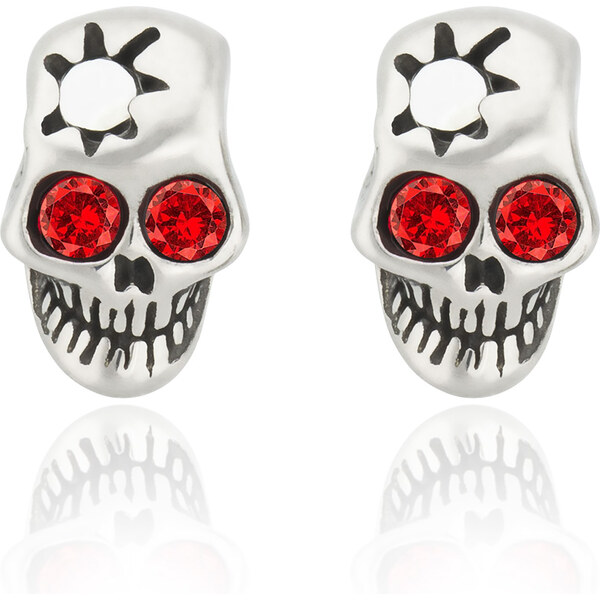 Sams Artisans Náušnice Broken Skull Bone Red chirurgická oceľ INM044 31761187