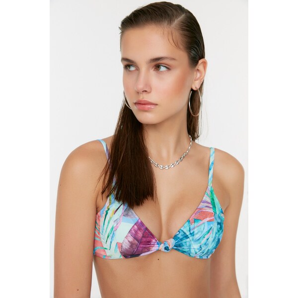 Trendyol kvetinový vzorovaný uzol detailný top bikín 65996928