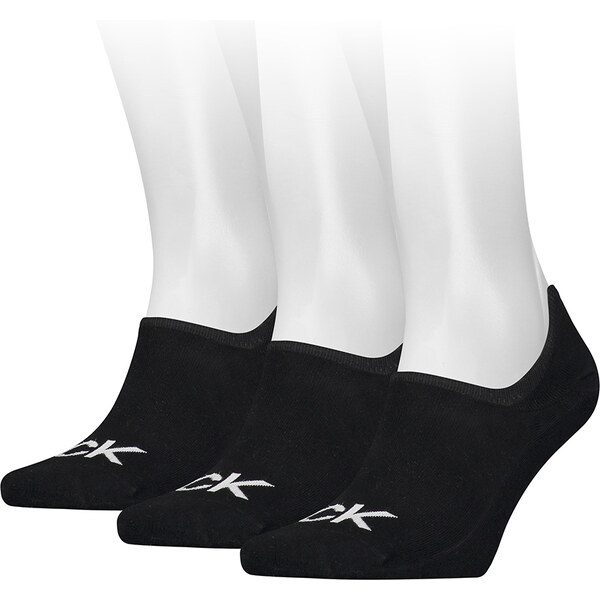 CALVIN KLEIN - 3PACK big logo CK čierne pánske neviditeľné ponožky 31822009
