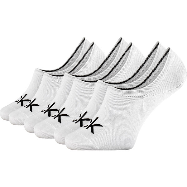 CALVIN KLEIN - 3PACK big logo CK biele pánske neviditeľné ponožky 49282953
