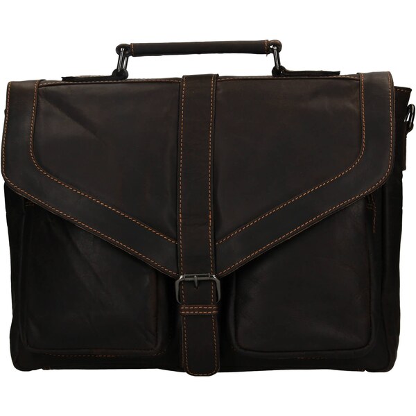 Pánska kožená aktovka Greenwood Graig - tmavo hnedá 31846941