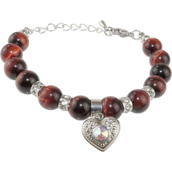 Alexis Marten Dámsky náramok z minerálu Tigrie oko hnedé so srdiečkom 66888784