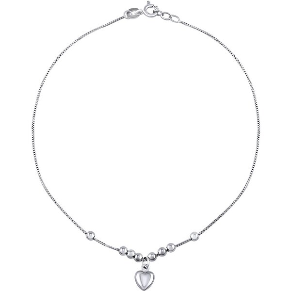 Silvego Strieborná retiazka na nohu Jasmine so srdcom a guličkami 66593852