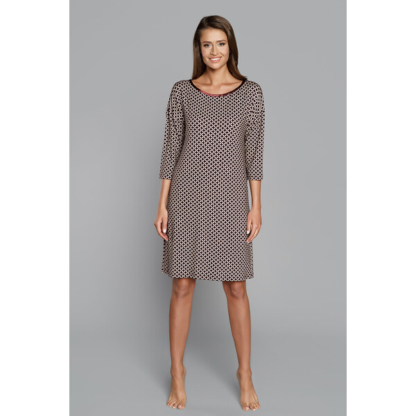 Italian Fashion Luxusná dámska nočná košeľa Iluzia, Farba béžová-hnedá 31892022