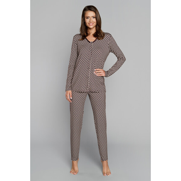 Italian Fashion Luxusné dámske pyžamo na cvoky Iluzia, Farba béžová 31892032