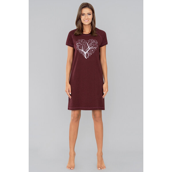 Italian Fashion Dámska bavlnená nočná košeľa Hosta bordová, Farba 31892030