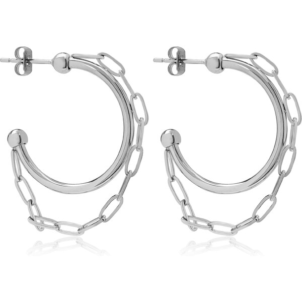 Troli Oceľové kruhové náušnice s retiazkami VESE0584S 66593722