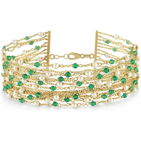 Lillian Vassago Zlatý náramok s achátmi a riečnymi perlami LLV22-GB049 55327383