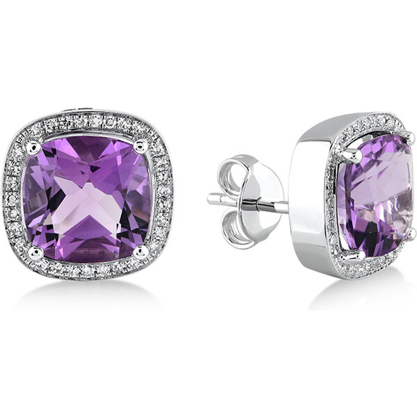 Lillian Vassago Zlaté náušnice s ametystom a briliantmi LLV59-DER001WA 33010371