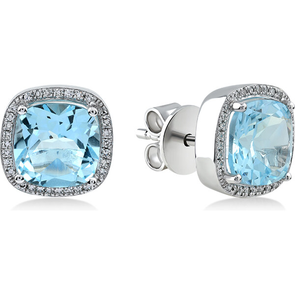 Lillian Vassago Zlaté náušnice s modrým topásom a briliantmi LLV59 65297175