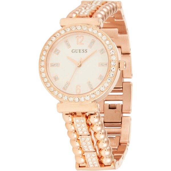 GUESS Analógové hodinky Gala ružové zlato / čierna / priehľadná / 54230765
