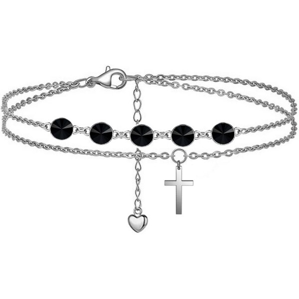 SWAROVSKI Elements Swarovski e. dámska retiazka na nohu s krížikom 32151216