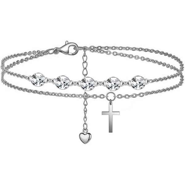 SWAROVSKI Elements Swarovski e. retiazka na nohu s krížikom Have Faith 32151217