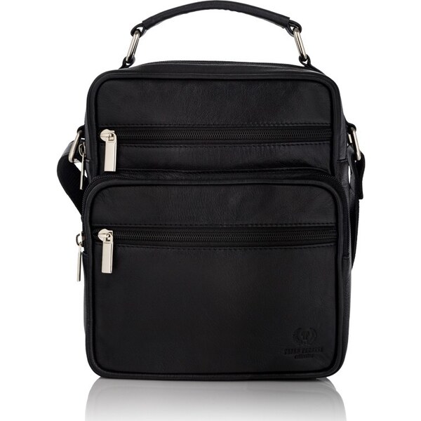 PAOLO PERUZZI Pánska kožená taška cez rameno | čierna T-28-BL 32191407